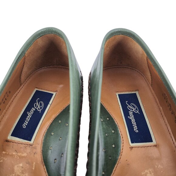 Bragano Cole Haan Mens 8.5D Olive Green Leather Woven Loafers Dress Shoes Rare - Picture 7 of 13
